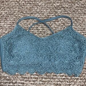 Blue crochet bikini top